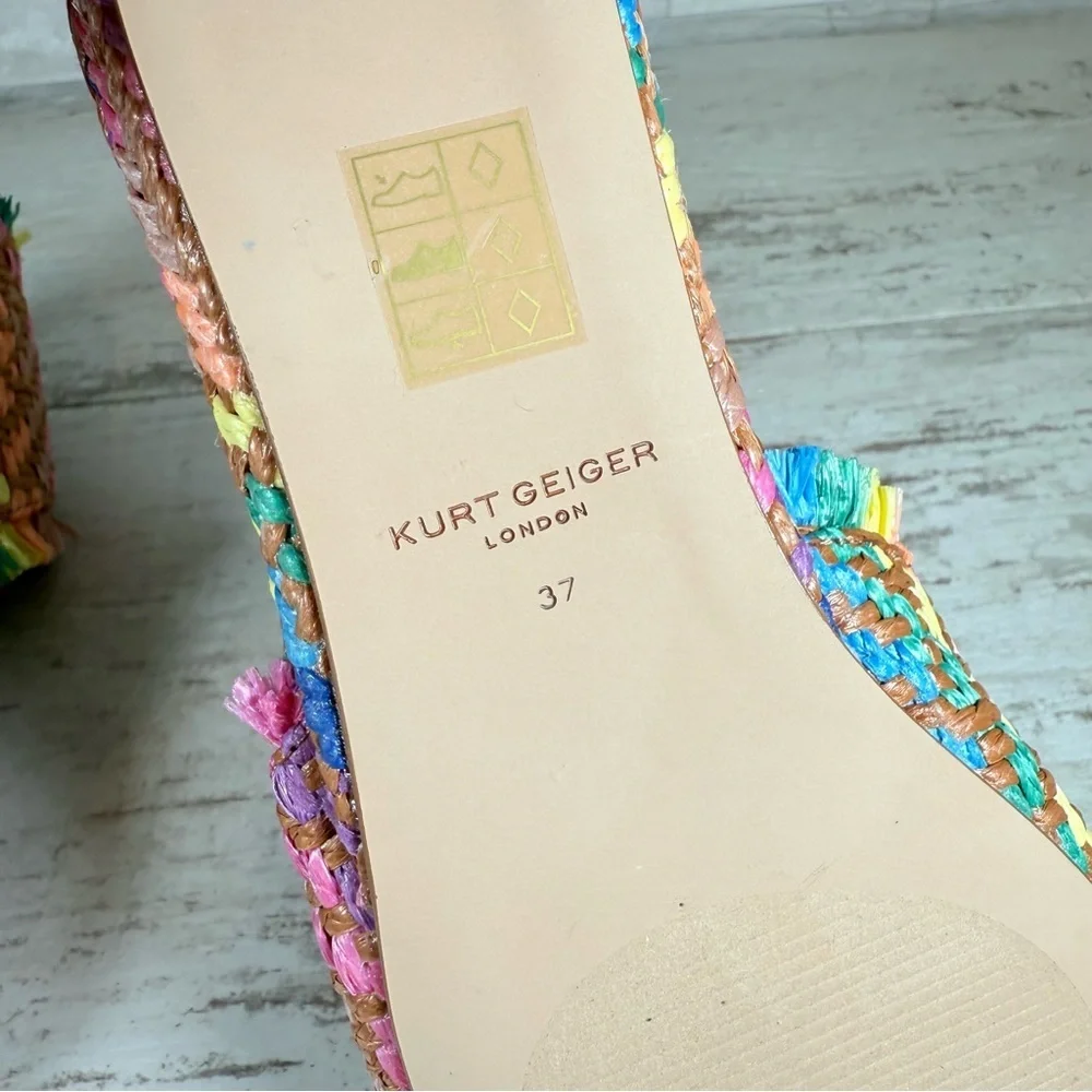Kurt Geiger Kensington Eagle Casual Flat Raffia Slide Sandals EU 37 New Rainbow - Picture 16 of 16